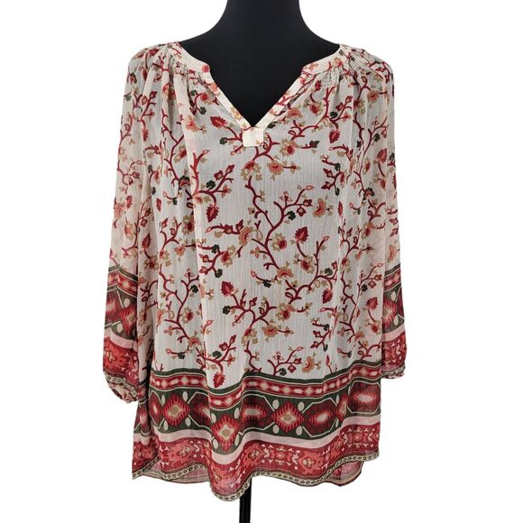 Old Navy Tops - Old Navy Blouse Womens XL Paisley Pullover Semi Sheer Peasant Top